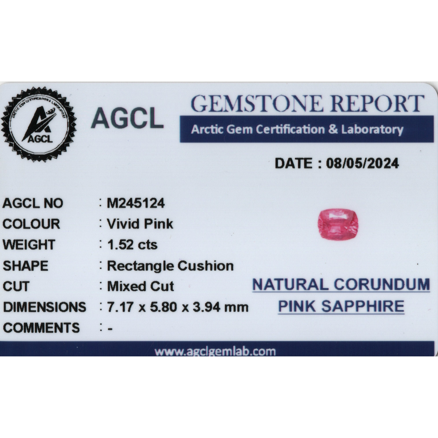 Pink Sapphire - Pink(Vivid) 1.52Ct