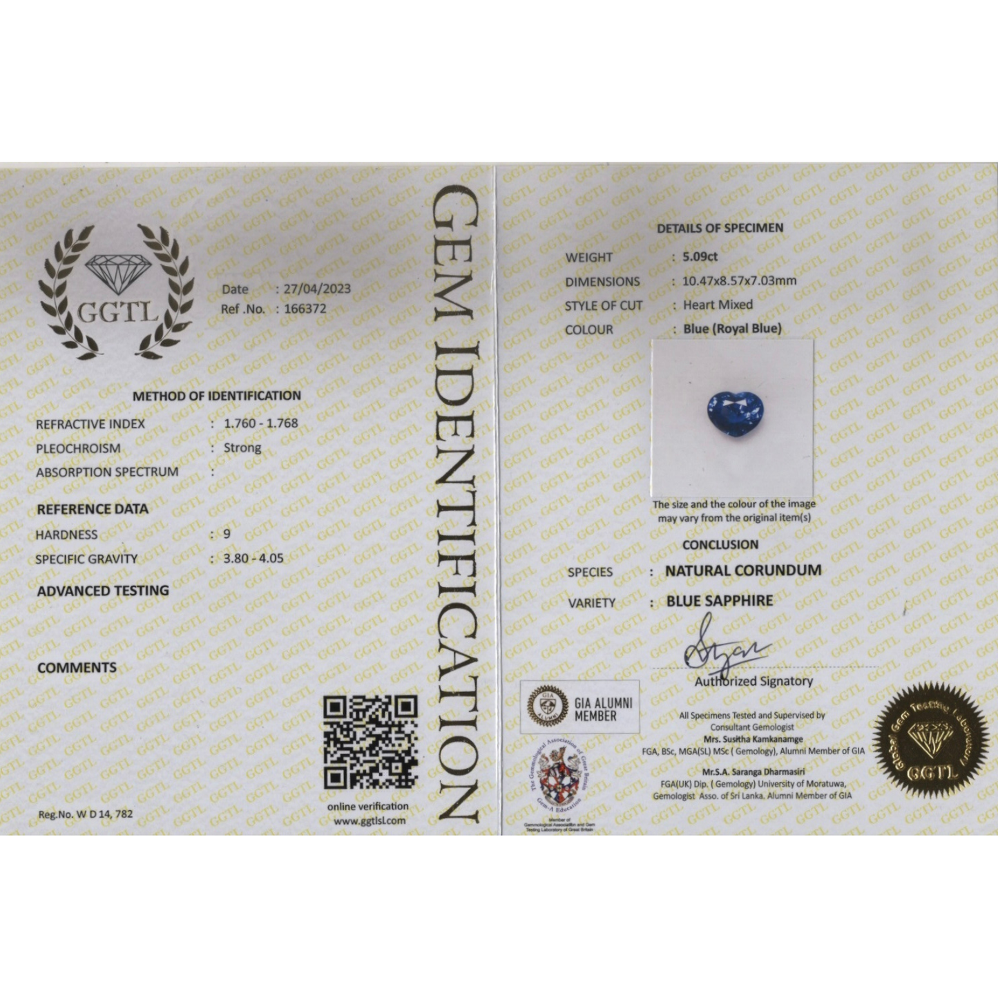 Blue Sapphire - Royal Blue 5.09Ct
