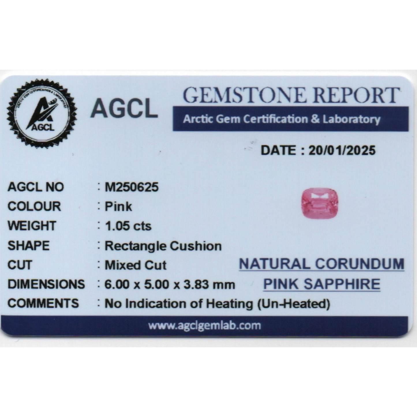 Pink Sapphire - Pink (Un Heated) 1.05Ct
