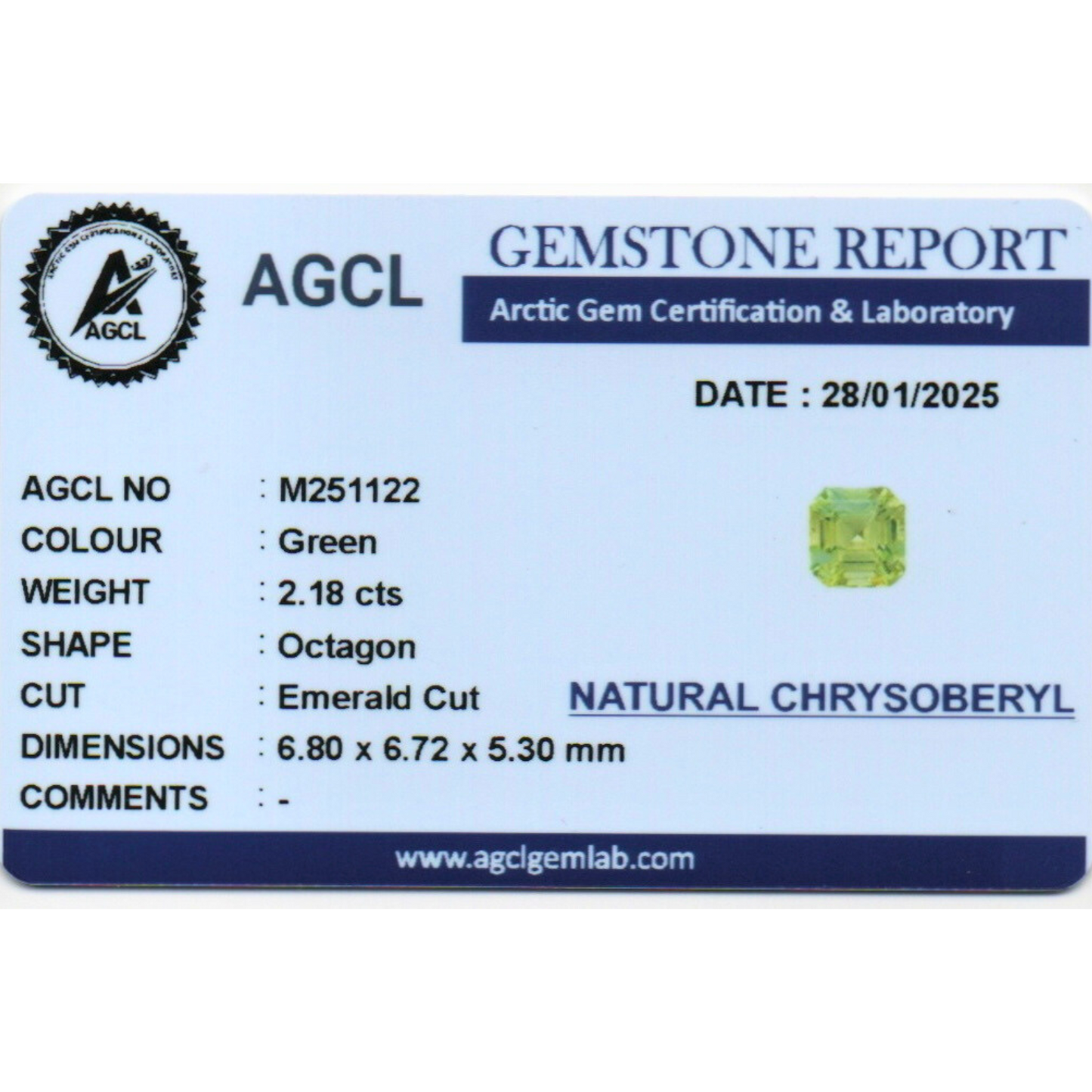 Chrysoberyl - Green 2.18Ct