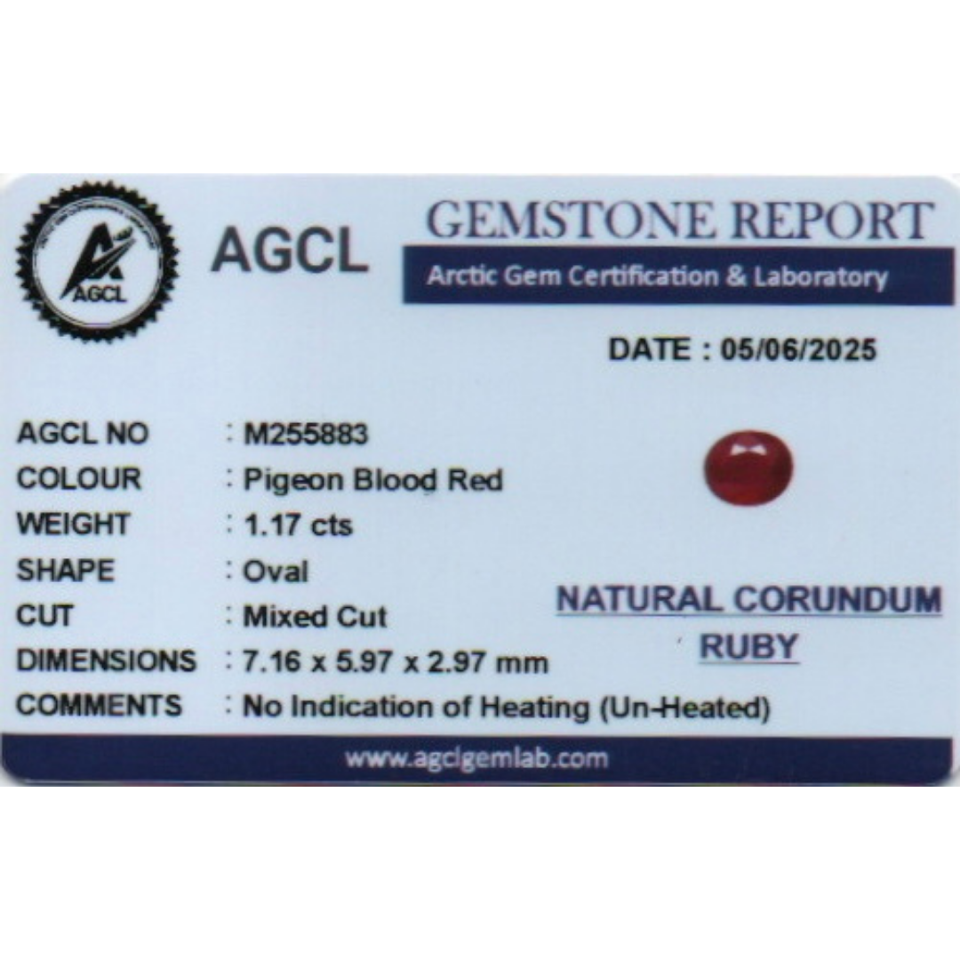 Ruby - Pigeon Blood Red (Un Heated) 1.17 Ct
