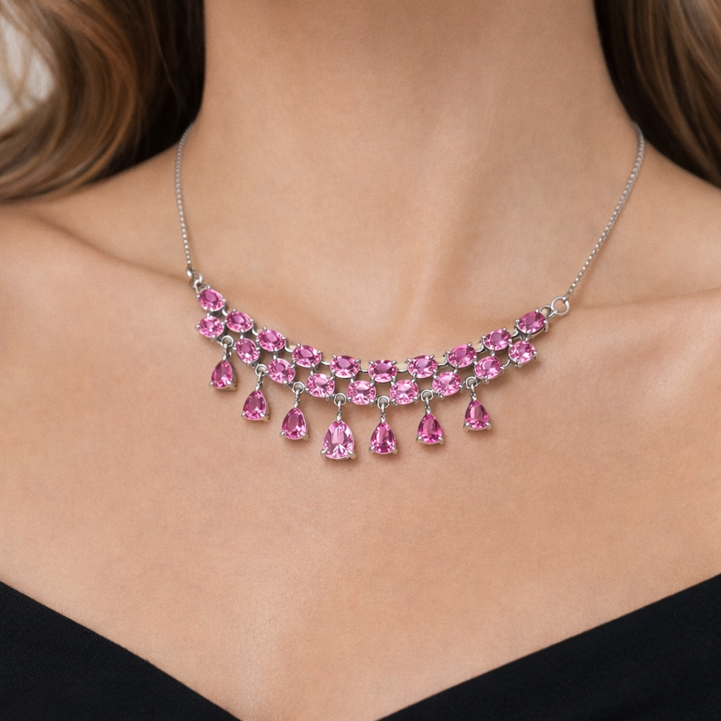 Empress Pink Sapphire Cascade Necklace