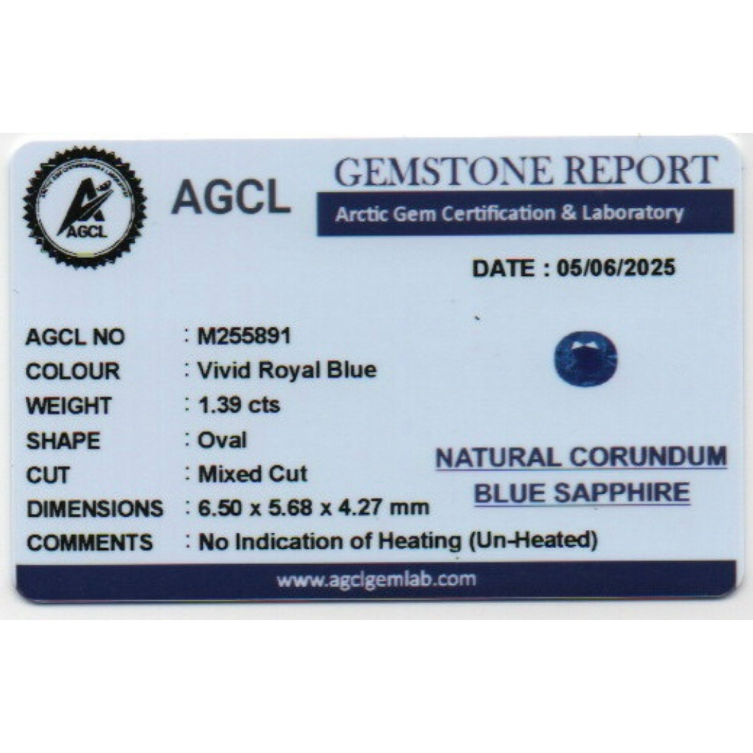 Blue Sapphire - Vivid Royal Blue 1.39Ct