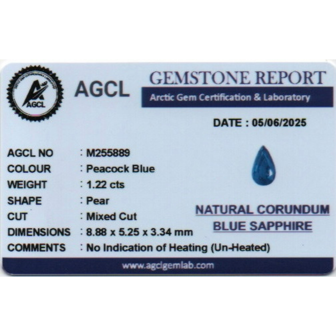 Blue Sapphire - Peacock Blue (Un Heated) 1.22Ct