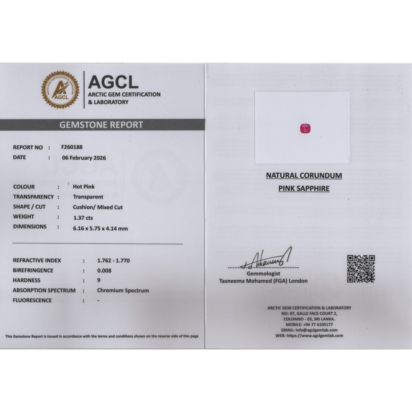 Pink Sapphire - Hot Pink 1.37Ct