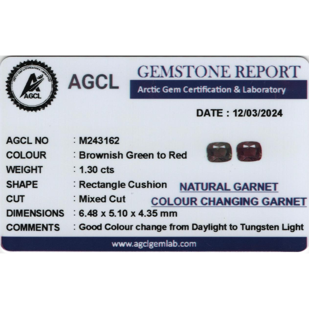 Color Changing Garnet - Brownish Green to Red 1.30Cts