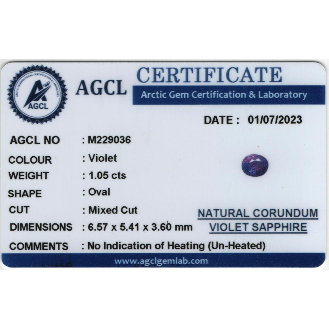 Violet Sapphire - (Un-Heated) Violet 1.05Ct