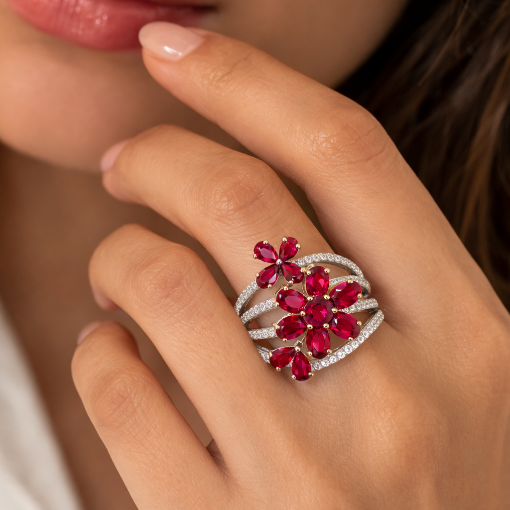 Aurelia Ruby Blossom Ring