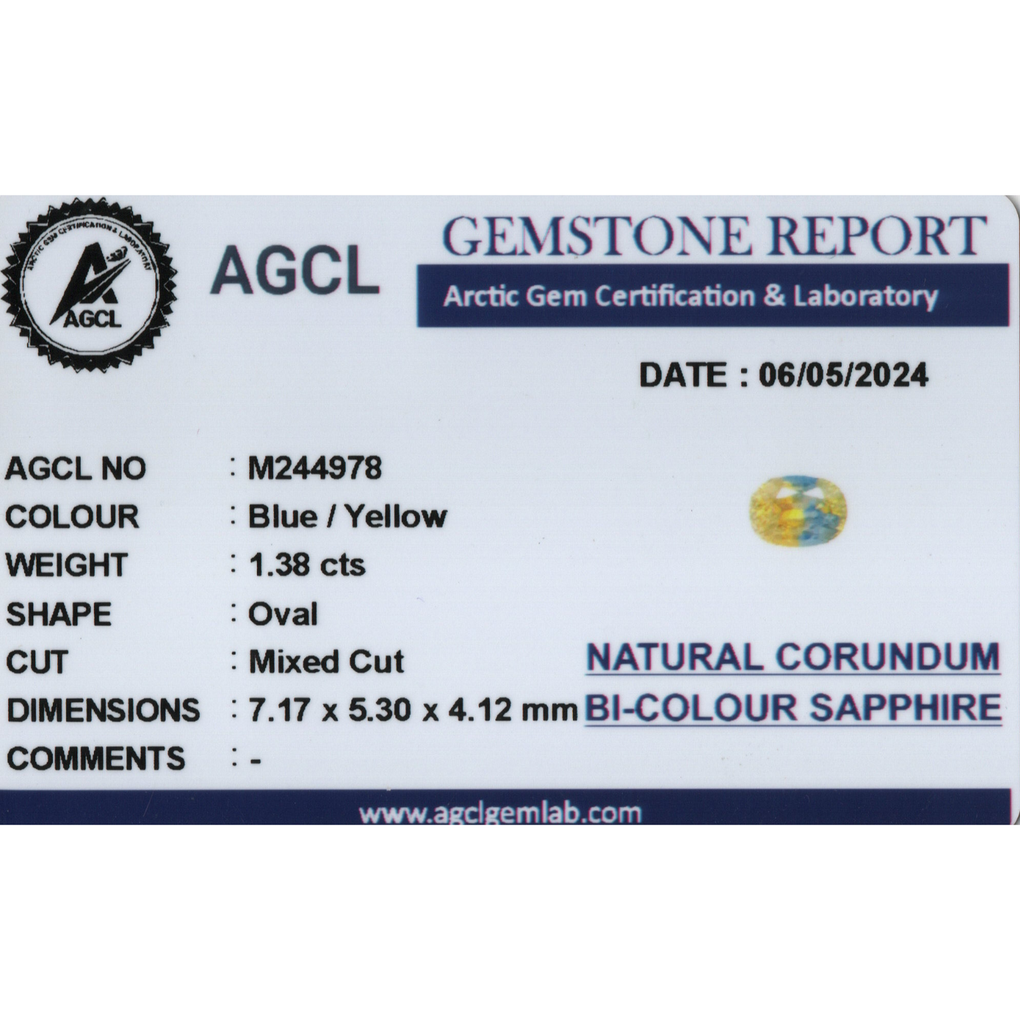 Bi-Color Sapphire - Blue/Yellow 1.38Ct