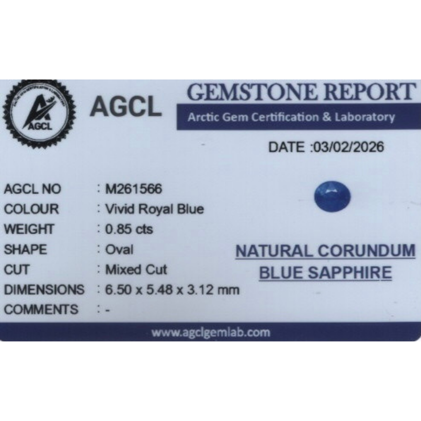 Blue Sapphire - Vivid Royal Blue 0.85Ct
