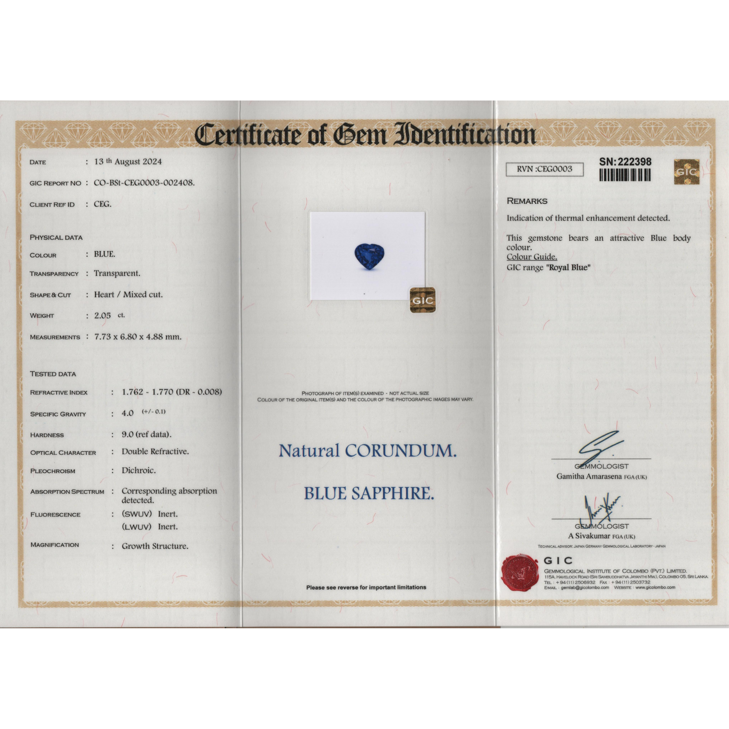 Blue Sapphire - Royal Blue 2.05Ct