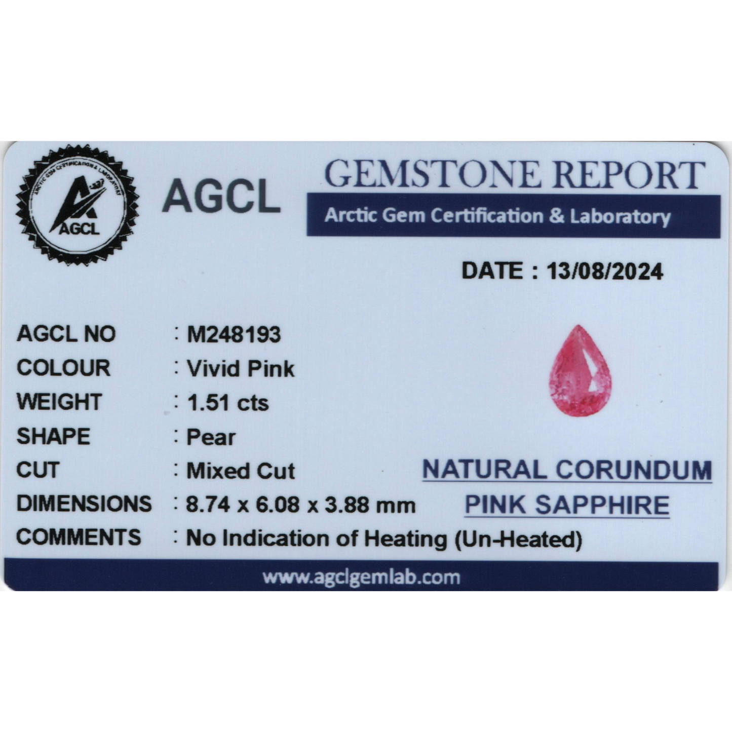 Pink Sapphire - Pink(Vivid) 1.51Ct