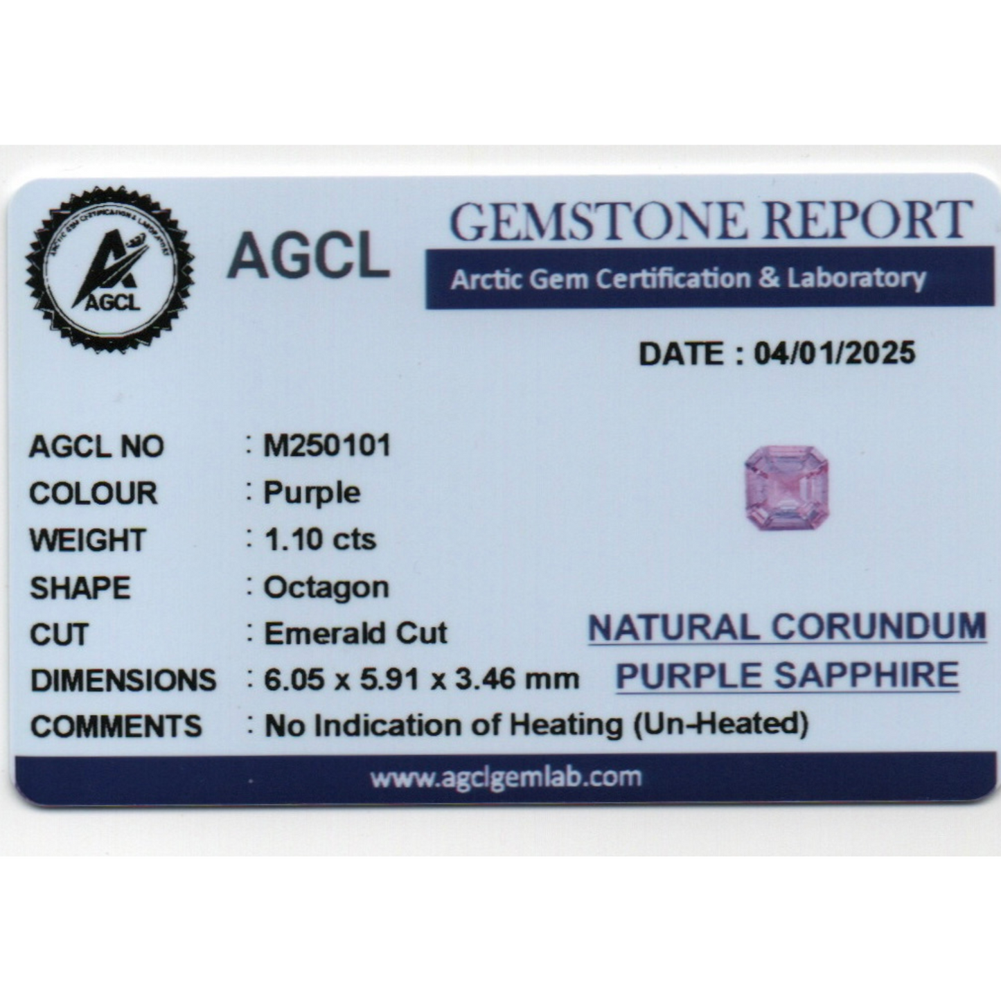 Purple Sapphire - Purple 1.10Ct