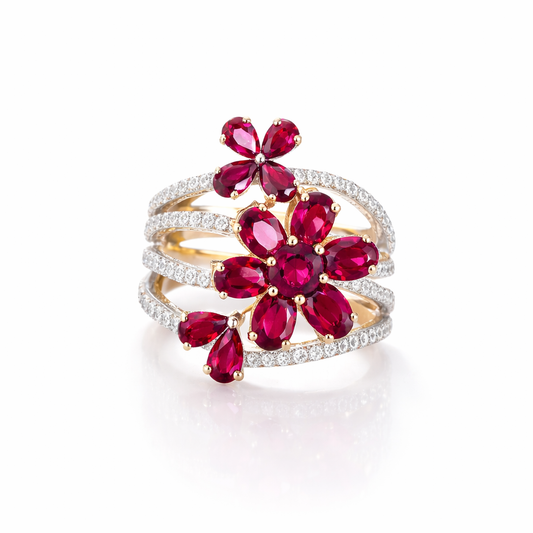 Aurelia Ruby Blossom Ring