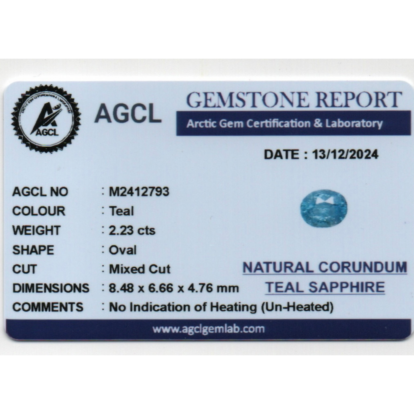 Teal Sapphire - (Un-Heated) Teal 2.23Ct