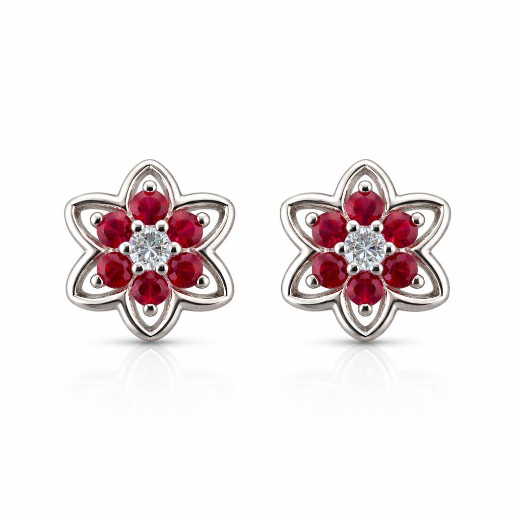 Royal Ruby Star Earring