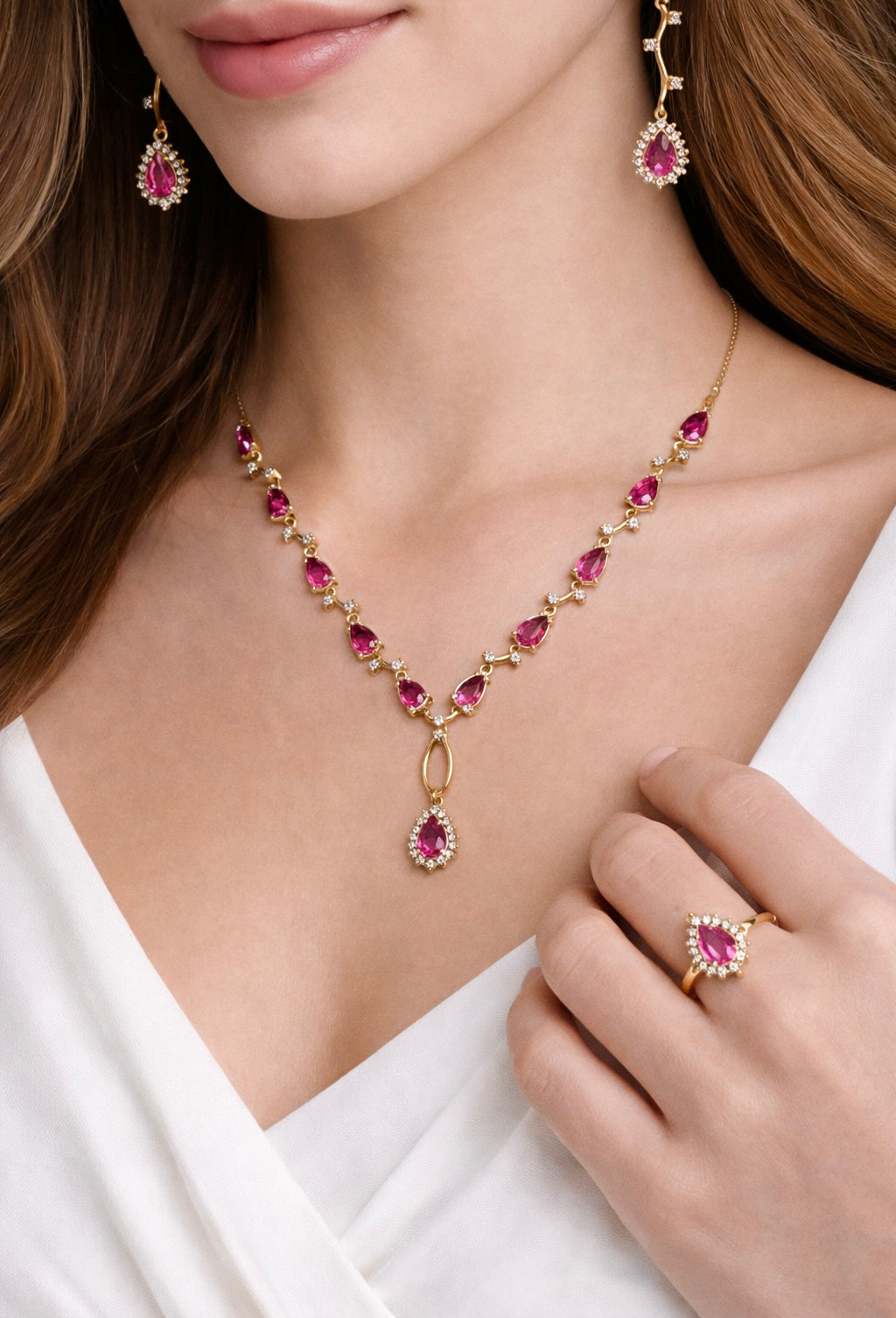 Majestic Pink Sapphire Cascade Set